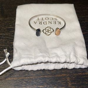 Kendra Scott Edie Silver Bracelet w/ Gold Drusy & Black Drusy